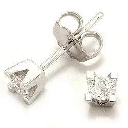 2 x 0,10 ct solitaireørestikker i 14 karat hvidguld