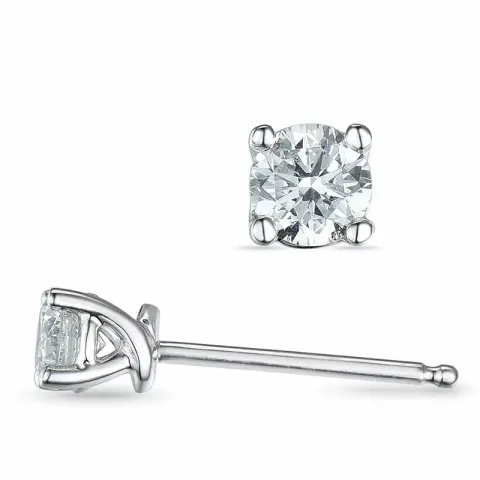 2 x 0,20 ct solitaireørestikker i 14 karat hvidguld med diamant