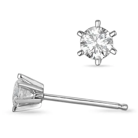 2 x 0,30 ct solitaireørestikker i 14 karat hvidguld med diamant