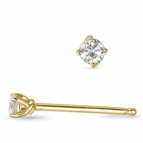 2 x 0,10 ct solitaireørestikker i 14 karat guld med diamant