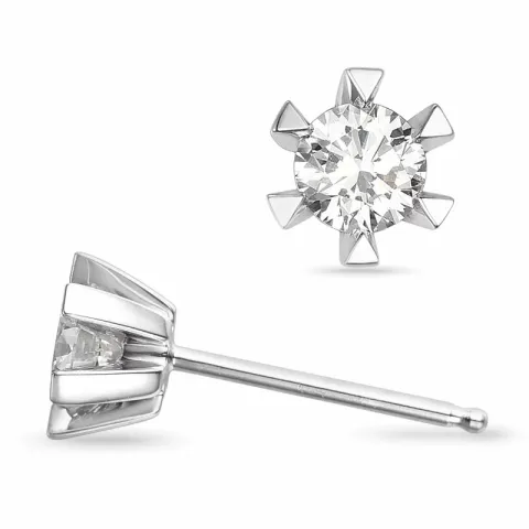 2 x 0,30 ct Kampagne - diamant ørestikker i 14 karat hvidguld med diamant