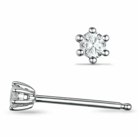 2 x 0,05 ct Kampagne - diamant ørestikker i 14 karat hvidguld med diamant