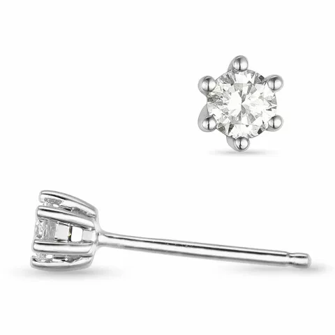 2 x 0,10 ct Kampagne - diamant ørestikker i 14 karat hvidguld med diamant
