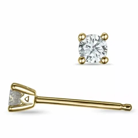 2 x 0,10 ct solitaireørestikker i 14 karat guld med diamant