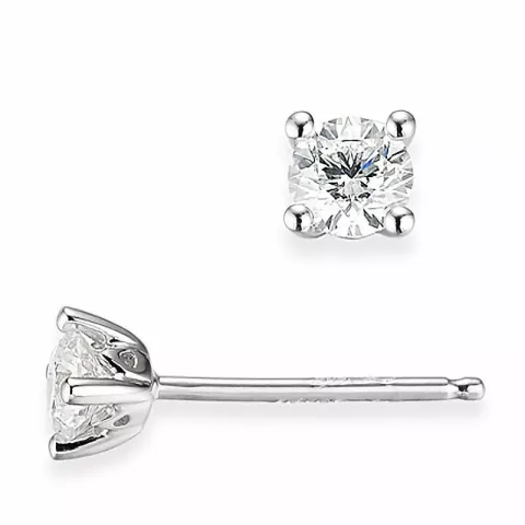 2 x 0,20 ct solitaireørestikker i 14 karat hvidguld med diamant