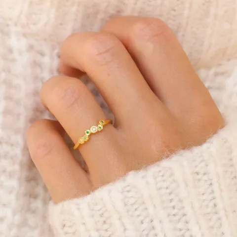 grøn zirkon ring i forgyldt sølv - Bubbly Twist