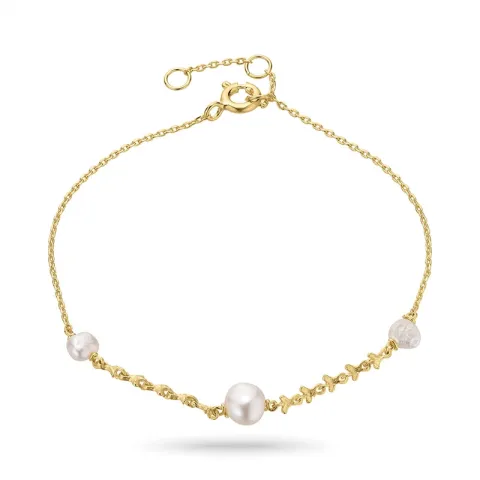 perle armbånd i forgyldt sølv 16 plus 3 cm x 6,9 mm