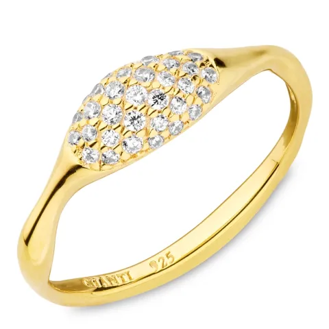 zirkon ring i forgyldt sølv