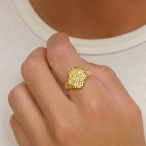 zirkon ring i forgyldt sølv