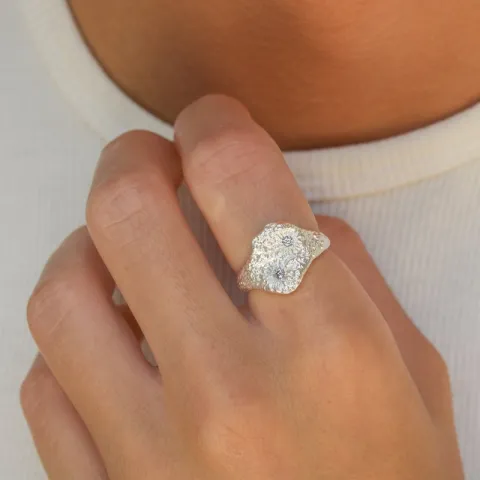 zirkon ring i sølv