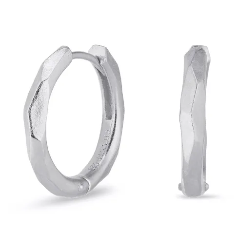 15 mm creoler i sølv - Lumé Etched