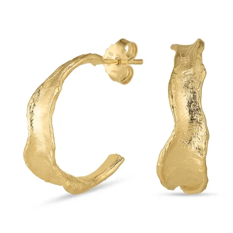 22 mm halvcreoler i forgyldt sølv - Lumé Etched