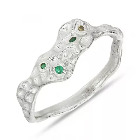 grøn zirkon ring i sølv