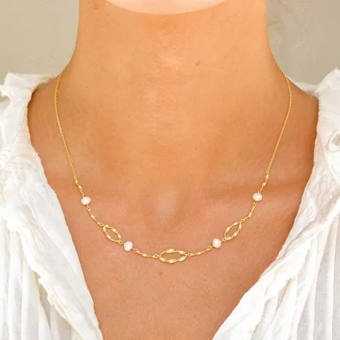 perle halskæde i forgyldt sølv - Lumé Etched