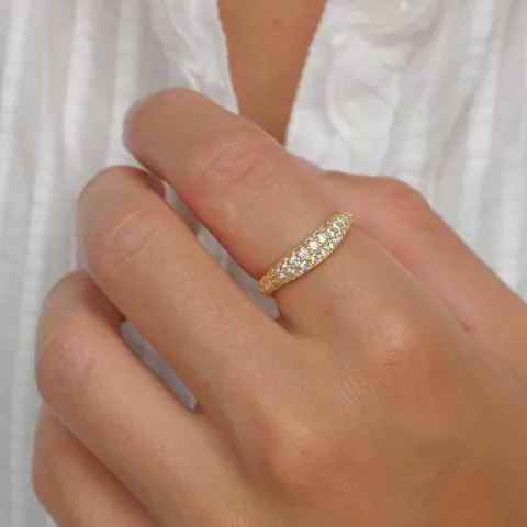 zirkon ring i forgyldt messing - Eliné