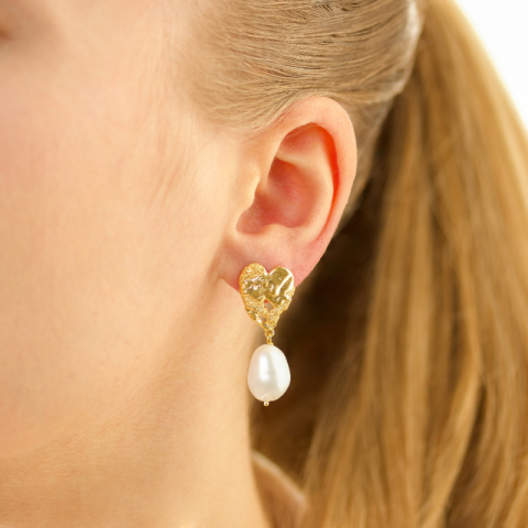 perle øreringe i forgyldt messing - Eliné