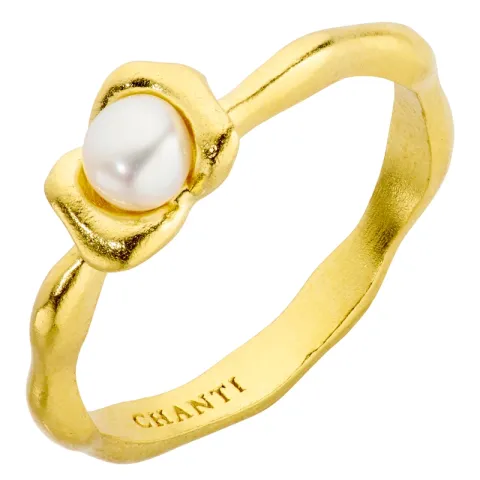 perle ring i forgyldt messing - Eliné