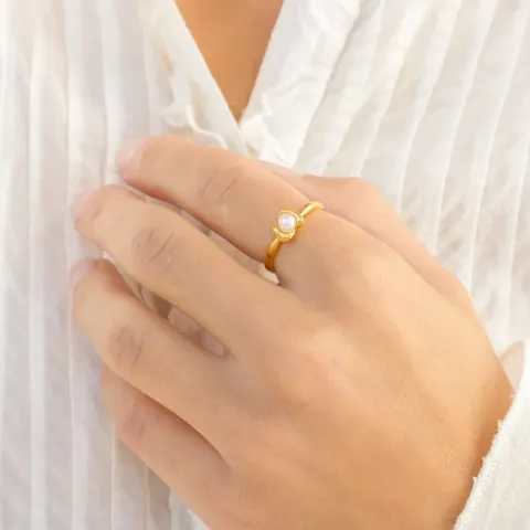 perle ring i forgyldt messing - Eliné