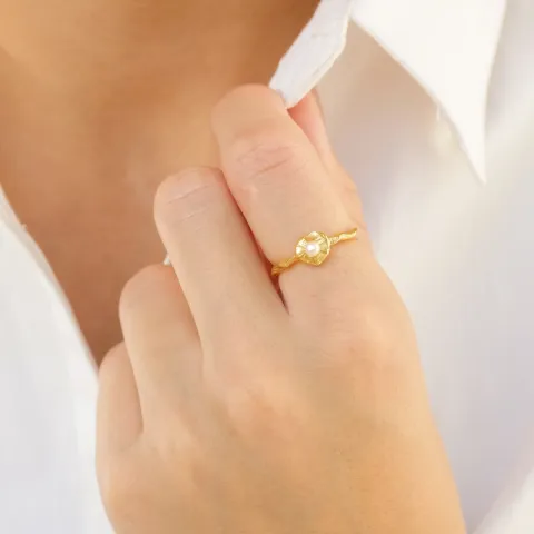 perle ring i forgyldt messing - Eliné
