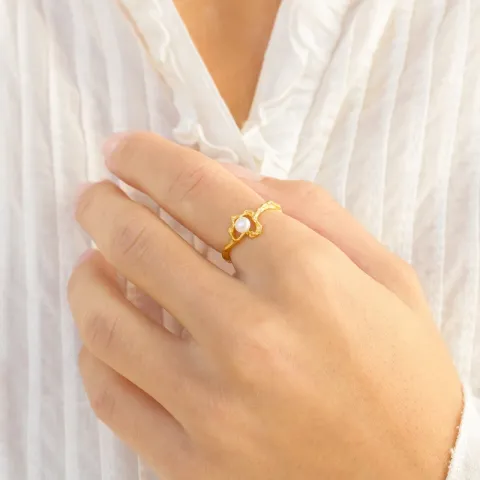 perle ring i forgyldt messing - Eliné