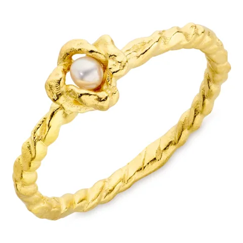perle ring i forgyldt messing - Eliné