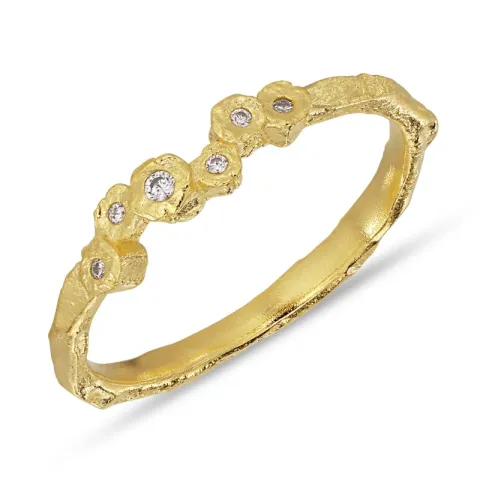 hvid zirkon ring i forgyldt messing - Eliné