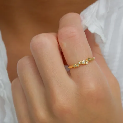 hvid zirkon ring i forgyldt messing - Eliné