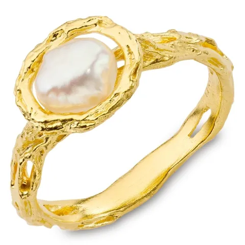 perle ring i forgyldt messing - Eliné