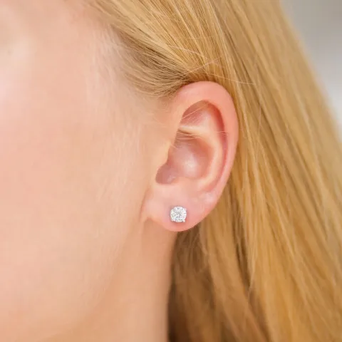 5 mm zirkon solitaireørestikker i sølv