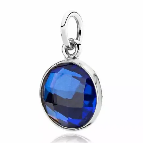 10 mm Izabel Camille rundt vedhæng i rhodineret sølv mørkeblå kvarts