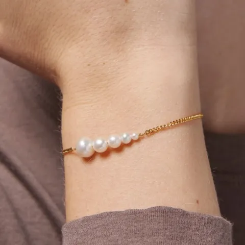 Enamel Carmen perle panserarmbånd i forgyldt sølv