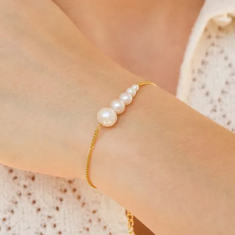 Enamel Carmen perle panserarmbånd i forgyldt sølv