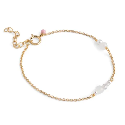 Enamel Sofia perle armbånd i forgyldt sølv