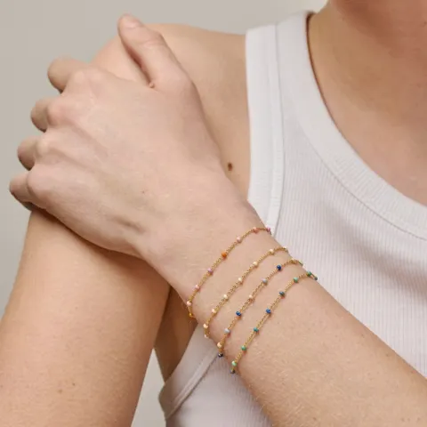 Enamel Lola Blush armbånd i forgyldt sølv