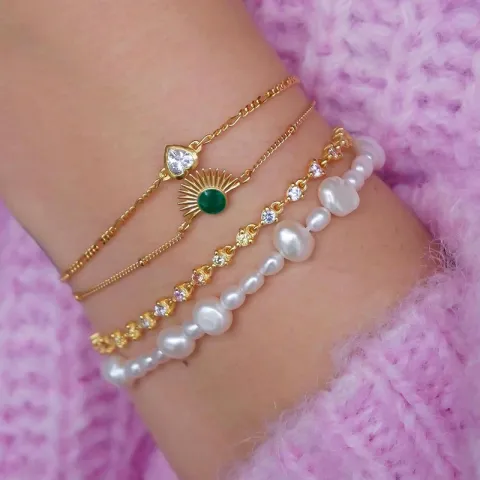 Enamel Soleil armbånd i forgyldt sølv grøn emalje