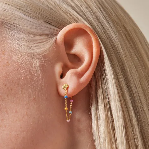 Enamel Lola Lolly kæde øreringe i forgyldt sølv multifarvet emalje