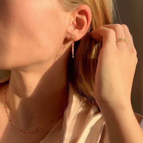 Enamel Lola Rosie kæde øreringe i forgyldt sølv farvet  emalje