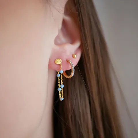 Enamel Sky Lola Sky kæde øreringe i forgyldt sølv blå emalje