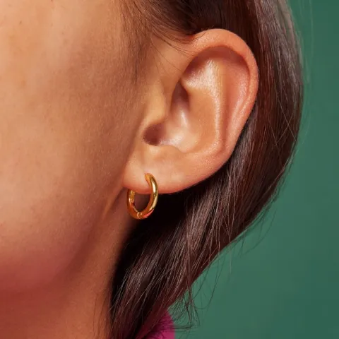 10 mm Enamel Chunky classic creoler i forgyldt sølv
