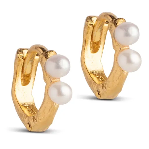 Enamel Paula Pearl creoler i forgyldt sølv