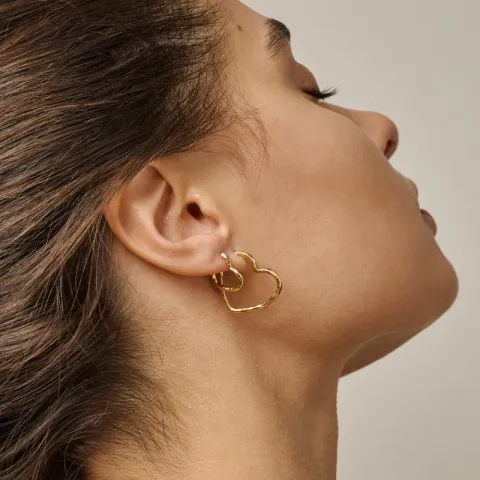 Enamel Organic Heart Small øreringe i forgyldt sølv