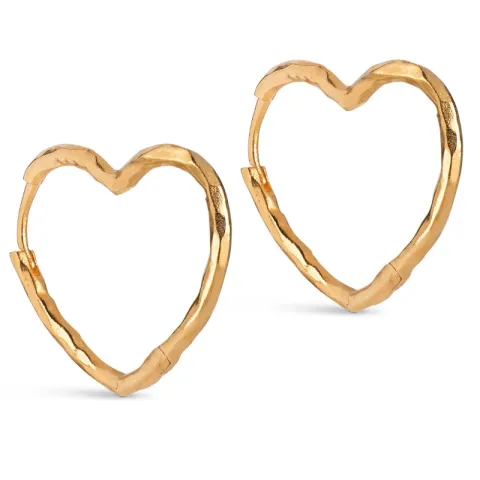 Enamel Organic Heart Medium øreringe i forgyldt sølv