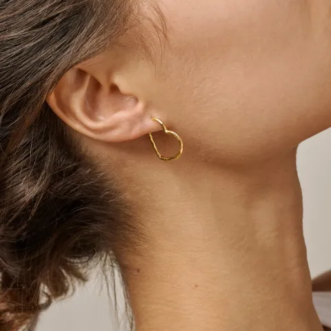Enamel Organic Heart Medium øreringe i forgyldt sølv
