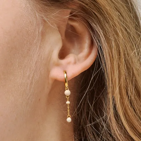 Enamel Lola Bold Daisy creoler i forgyldt sølv hvid emalje