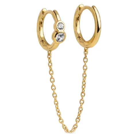 Enamel Nova Chain One Piece kæde øreringe i forgyldt sølv hvid zirkon
