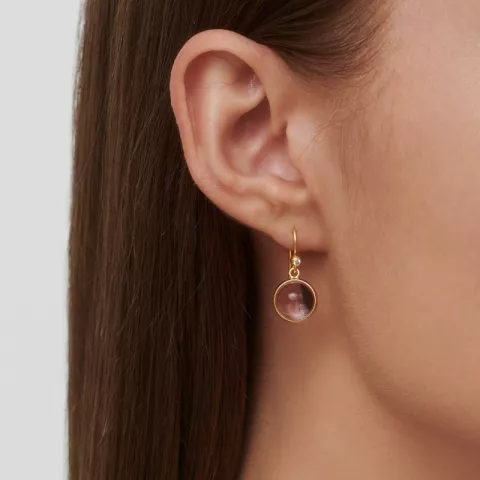 Julie Sandlau pink øreringe i forgyldt sølv