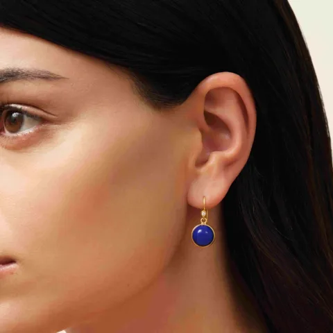 Julie Sandlau Prime blå lapis krystal øreringe i forgyldt sølv mørkeblå krystal hvid krystal