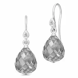 Julie Sandlau dråbeformet grå krystal øreringe i satinrhodineret sterlingsølv grå krystaller hvide zirkoner