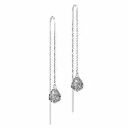 Julie Sandlau lange krystal øreringe i satinrhodineret sterlingsølv grå krystal