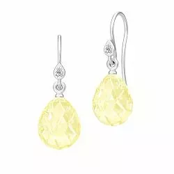Julie Sandlau dråbeformet gul krystal øreringe i satinrhodineret sterlingsølv gule krystaller hvide zirkoner